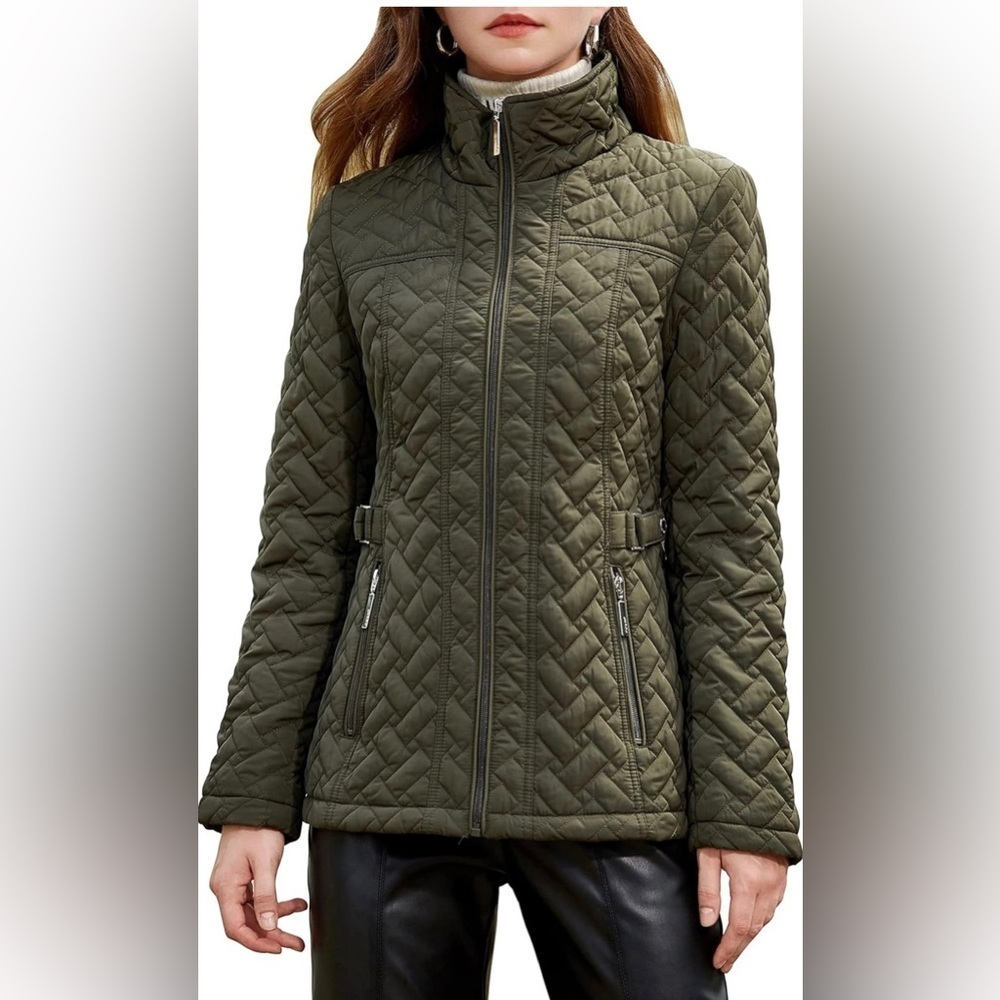 S P Y M Womens Diamond Quilted Jacket Lightweight Padding Coat w/Pockets NWT S3X - Picture 1 of 6